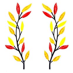 AHYS Metal Tree Leaf Wall Decor 2 PCS Rustic Vine Branch Leaf Wall Art for Living Room Bedroom Bathroom Decorations - Multi-color