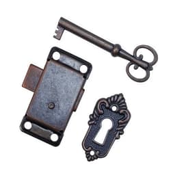 LC LICTOP Cabinet Cupboard Decorative Lock Case Box Lock with Key Replacement Antique Lock(1 Set)