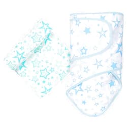 Miracle Blanket & Matching Muslin Swaddle Set (Aqua Stars)