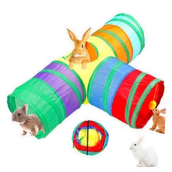 GNB PET Rabbit Tunnel Collapsible 3 Way Bunny Tunnels and Tubes with Interactive Ball Bunny Hideout Small Animal Activity Tunnel Toys for Dwarf Rabbit Bunny Guinea Pig Kitty
