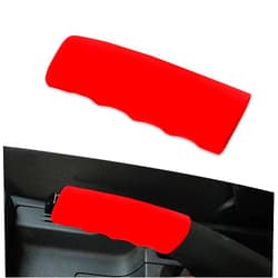 Ajxn 1 PC Car Handbrake Cover, Comfortable Breathable Silicone Handle Grip Protector, Anti-Scratch Emergency Brake Parking Decorative Hood, Universal for Most Cars Interior (Red)