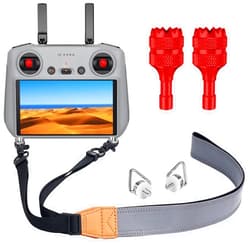 Betschkim Lanyard Neck Strap + Joysticks Sticks for DJI RC/RC 2 Controller, Soft Leather Lanyard Neck Strap Compatible with DJI Mini 4 Pro/Mini 3 Pro/Mavic 3 / Air 3 / Remote Controller Accessories