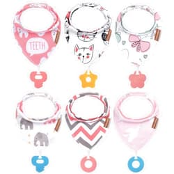 Vuminbox Baby Bandana Drool Bibs 6-Pack and Teething Toys 6-Pack Made with 100% Organic Cotton, Absorbent and Soft Unisex