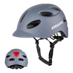 EXCLUSKY Bike Helmet, Exclusky Bicycle Helmet with LED Rear Light Bicycle Helmet for Men Women Cycle Helmet Mountain Biking Helmet with Detachable Visor,Mountain Cycling Helmet Adjustable Size