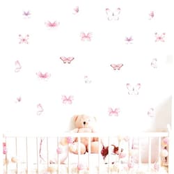 Sacinora 6 Sheets 36 Pcs Pink Butterfly Wall Stickers, sacinora DIY Watercolor Art Wall Decals Removable Vinyl Peel and Stick for Kids Baby Nursery Living Room Bedroom Playroom Sofa TV Background Decorations
