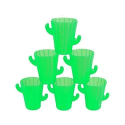 Fun Express Set of 12 Pieces Plastic Cactus Shot Glasses, Each Holds 2 oz, BPA Free Plastic, Fiesta and Cinco de Mayo Party Supplies, Green