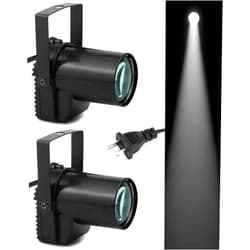 QWORK White LED Beam Pinspot Light, 2 Pack 3W LED Beam Spotlight with Lens, DJ Mirror Ball Lighting