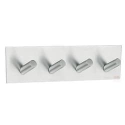 Beslagsboden Quadruple Hook Design Self-Adhesive of Brushed Stainless Steel, Silver