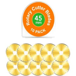 Kingsource SKS-7 Titanium Coated 10 Packs 45mm Rotary Cutter Blades Replacement Compatible with Olfa, Fiskar, Martelli, Truecut Cutter Tool, Perfect for Cuts Fabric, Sewing, Leather and Paper