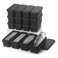 BECOKIT Silicone Ice Cube Molds Widely Use 4 Packs, Ice Cube Tray for Whiskey, Freezer Molds for Soups and Sauces (Black 4 Tray)