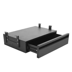 POPMOON Under Desk Drawer for Desk,Adjustable Height,18 Inch Standing Desk Drawer for Office Desk,Pull Out Undermount Drawer,Under Desk Drawer Slide Out Matte Black,Slide Out Hidden Under Desk Drawer