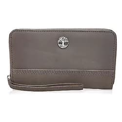 Timberland Women's Leather RFID Zip Around Wallet Clutch with Wristlet Strap One Size Castlerock (Nubuck)