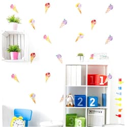 ChezMax Ice Cream Wall Sticker Decal Self Adhesive Removable DIY Wall Art Mural for Home Decoration 6 Pcs Rainbow Colors Cone 5.9