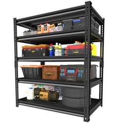 Huhaneon Metal Garage Shelving for Storage - 48'' W 3,000 Lbs Heavy Duty 5 Tier Utility Shelves Freestanding - Adjustable Rack Units for Basement Pantry Kitchen - 48