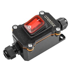 QTEATAK Inline Cord Switch Waterproof Switch DPST AC/DC 20A-125V,16A-250V,30A-24V,35A-12V, IP66 Red Open Double Hole Waterproof Box Two-Side Entry and Exit Line KCD4