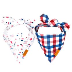 Remy+Roo Large 4th of July Dog Bandanas - 2 Pack Liberty Set | Premium Durable Adjustable Polyester Fabric | Patented Shape Dog Bandanas | Summer Dog Bandana | American Flag Dog Bandana