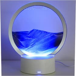 KPNUWN Moving Sand Art Liquid Motion, 3D Deep Sea Sandscape Color Quicksand Decor, Round Glass Moving Sand Art Picture Relaxing Desktop Home Office Work Decor (Black, 6 inch)