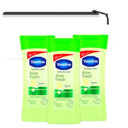 Graydon Hall Vaseline Intensive Care Lotion Aloe Travel Set - Vaseline Aloe Body Cream Bundle with 3 Vaseline Aloe Fresh Travel Size 100ml Bottles Plus Travel Bag | Travel Size Body Lotion for Adults