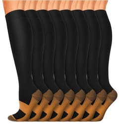 Iseasoo Copper Compression Socks For Men & Women Circulation-Best For Running Hiking Cycling 15-20 mmHg