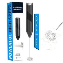 PACAHO Double Whisk Milk Frother, Handheld Electric Blender stick, Drink Mixer with Food Grade Stainless Steel Stirrer, Battery Operated Foam Maker for Coffee, Cappuccino, Frappe, Matcha, Hot Chocolate Latte