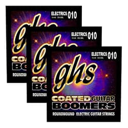 GHS Strings CB-GBL Coated Boomers Nickel Electric Guitar Strings, Light, 3 Sets of CB-GBL