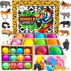 Mineral Me California Bath Bombs for Kids with Surprise Inside- 12 pk Kids Bath Bombs with Jungle Toys, Organic, Natural, Skin-Moisturizing Bubble BathBombs. Birthday Gifts for Boys, Girls, Toddlers
