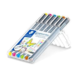 STAEDTLER Pigment Liner, Fineliner Pen For Drawing, Drafting, Journaling, Set of 6 Assorted Colors, 30805S2SB6