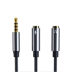 Rpanle Audio Splitter Cable 3.5 mm Male to Double 3.5 mm Female Microphone Headset Cable, Microphone Headphone Adapter Compatible with Gaming Headphones, Phone, PC, Tablet, 30 cm