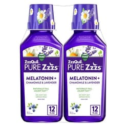 ZzzQuil Pure Zzzs Melatonin Liquid, Sleep Aid, Liquid Melatonin 2mg, with Chamomile & Lavender, Fall Asleep Fast, Melatonin Sleep Aids for Adults, Berry Flavored, 2 Pack, 24 FL OZ