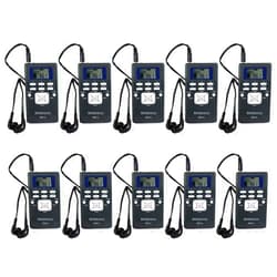Retekess PR13 Portable FM Receiver, Mini FM Radio DSP with 24 Hour Clock for Drive-in Church, Teaching, Simultaneous Translation, Meeting, Tour Guide, Correctional Center(Pack of 10)