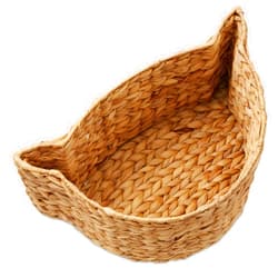 Casafield Cat Shaped Storage Basket - Natural, Woven Water Hyacinth Pet Toy Organizer Bin