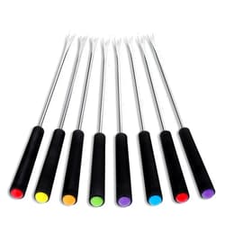 Tucnoeu 8Pcs Stainless Steel Fondue Forks,9.5 Inch Color-Coded Fondue Forks with Heat Resistant Handle Cheese Fondue Fork for Roast Meat Chocolate Dessert Cheese Marshmallows Fondue Accessories