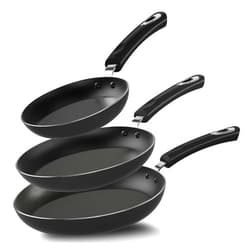 Utopia Kitchen Nonstick Frying Pan Set - 3 Piece Induction Bottom - 8 Inches, 9.5 Inches and 11 Inches - (Grey-Black)