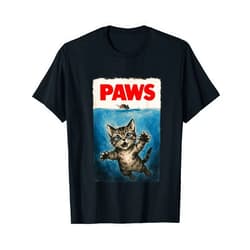 Cat Sumi-e Kawaii Ink Painting Japanese Cute Gifts Paws Parody Funny Cat Kitten Chasing Scared Mouse Sumi-e T-Shirt