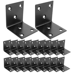 Vezuifoo 20 PCS Corner Brace 2 X 2 Inch Stainless Steel L Bracket Heavy Duty Black Large Corner Bracket Joint Right Angle Bracket 90 Degree Corner Fastener for Wood Furniture Cabinet Drawer Bed Chair