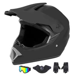 CARTMAN DOT Approved Adult Full Face Motorcycle Helmet – Matte Black, Dirt Bike, ATV & Motocross Gear, Large