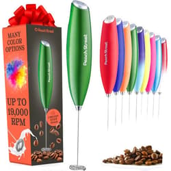 Peach Street Powerful Handheld Milk Frother, Mini Milk Foamer, Battery Operated (Not included) Stainless Steel Drink Mixer for Coffee, Lattes, Cappuccino, Frappe, Matcha, Hot Chocolate.