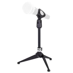 Pyle Desktop Tripod Microphone Stand - Adjustable Height 4.7” to 8.7” with Heavy Duty Clutch, Supports 5 Lbs, Ideal for Podcast, Screencasts, or Desktop Applications