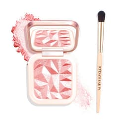 KYDA Pink Highlighter Palette, High Glossy Face Illuminator Palette, Natutal Glow Finish, Pearl Shimmer Smooth Baked Powder, Lasting Sparkling Highlighter Blush Makeup-PINK