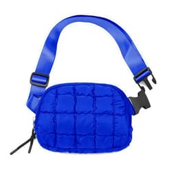 LEXSION Quilted Puffer Belt Bag Waist Fanny Packs Lightweight Crossbody Bag with Adjustable Strap for Workout Running Traveling Hiking 8042 Royal Blue