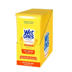 Wet Ones Antibacterial Hand Wipes, Tropical Splash - 20 ct. Size Wipes (10 Pack)