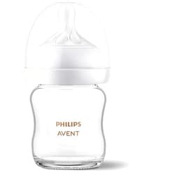 AVENT Philips AVENT Glass Natural Baby Bottle with Natural Response Nipple, Clear, 4oz, 1pk, SCY910/01