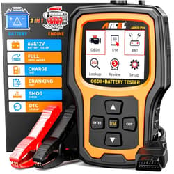 ANCEL AD410 Pro 2 in 1 OBD2 Scanner Battery Tester, OBD2 Scanner Diagnostic Tool for Car Check Engine Code Reader Scan Tool & 6V 12V 100-2000 CCA Battery Charging Cranking Test EVAP Live Data