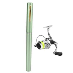 VOYLINTD Portable Mini Pen Shape Fishing Rod Pole, Retractable Fishing Rod with Reel Wheel for Sea, River, and Ice Fishing, Lightweight Aluminum Alloy Design