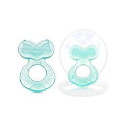Nuby Silicone TeeThe-EEZ Teether with Bristles, Includes Hygienic Case, Aqua (Count of 2)…