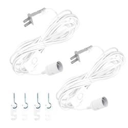 Zarnicy Hanging Pendant Light Cord - 16Ft Light Bulb Socket with Cord E26/E27 Plug in Light Socket, Extension Hanging Lantern Cord with On/Off Switch, White, 2 Pack