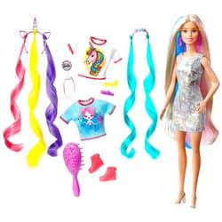 Barbie Fantasy Hair Doll & Accessories, Long Colorful Blonde Hair with Mermaid & Unicorn-Inspired Clothes