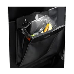 Gasedin Hanging Car Trash Bag, Foldable Magnetic Garbage Can with Smart LED for Front Back Seat, Multi-Functional Waterproof Leather Rubbish Bag Storage Pocket, Car Accessories (Black)