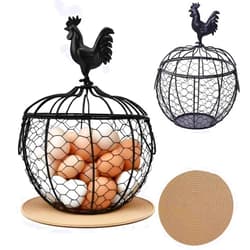 WHXZNJGN Wire Egg Basket for Gathering Fresh Eggs with Handle | Metal Egg Holder Countertop | Farm Fresh Egg Collecting Basket and Storage Holder | Suitable for Kitchen, Countertop and Farm (About 36 Eggs)