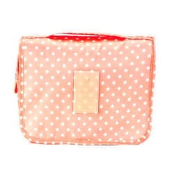 ESLETO Hanging Toiletry Bag Cosmetic Waterproof Travel Bag Makeup Portable Organizer for Women & Men and Girls (Pink Dot)